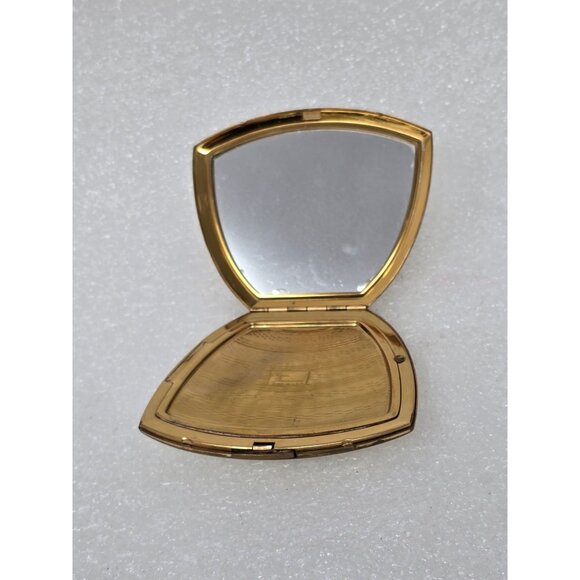 Vintage Elgin American Gold-Tone Compact Mirror Intricate Floral Design USA - Picture 3 of 4